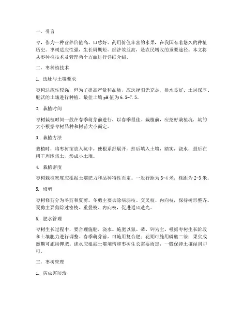 枣种植技术及管理
