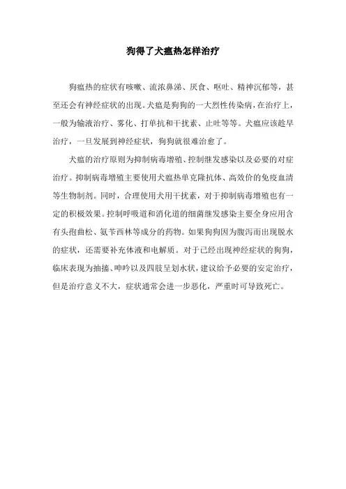 狗得了犬瘟热怎样治疗