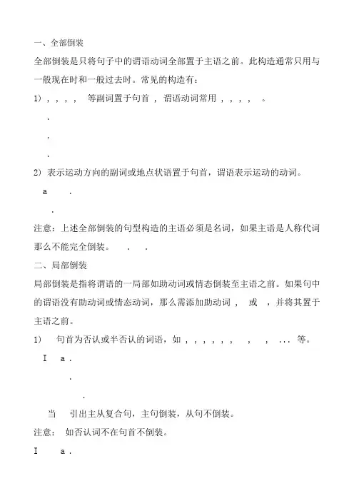 英语倒装句讲解和练习附答案