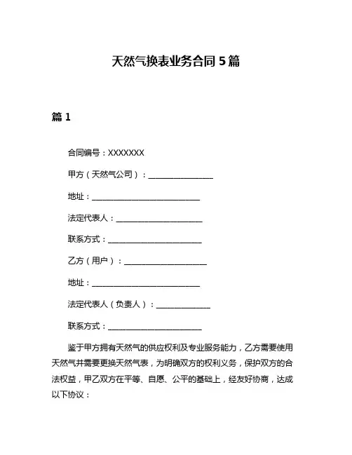 天然气换表业务合同5篇
