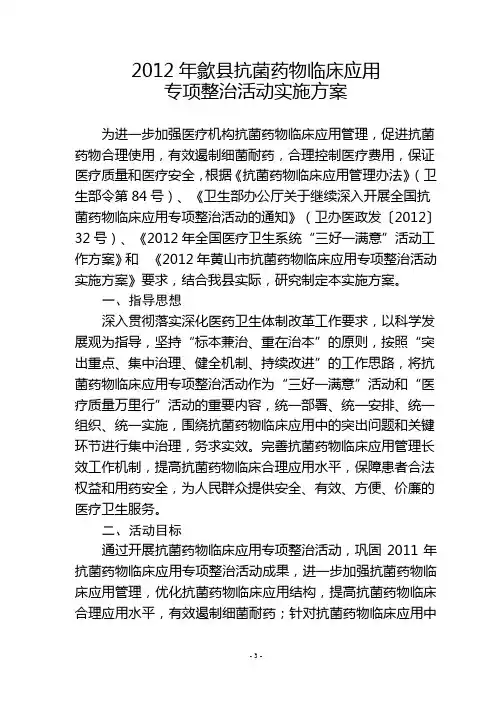 抗菌药物专项治理方案