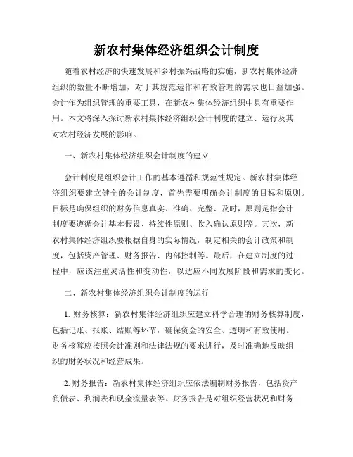 新农村集体经济组织会计制度