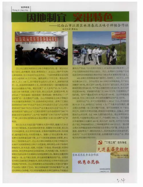 因地制宜 突出特色——记白山市江源区林源春北五味子种植合作社