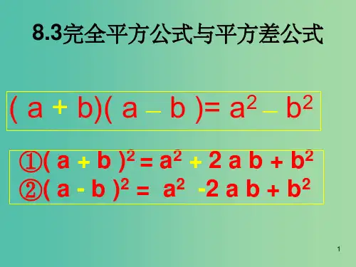 七年级数学下册 8.3 完全平方公式与平方差公式1 沪科版