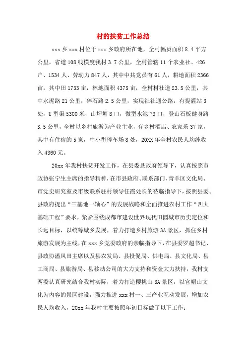 2019年村的扶贫工作总结