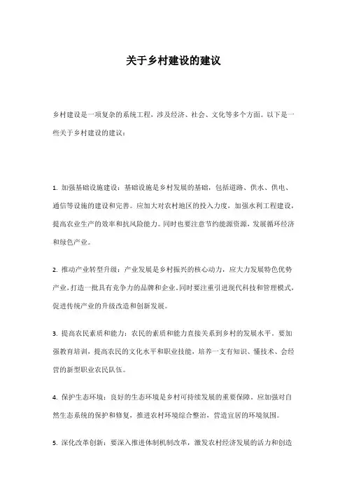 关于乡村建设的建议