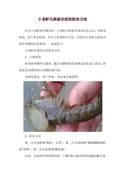 小龙虾白斑综合症的防治方法