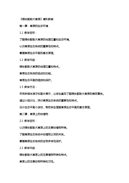 《锡林郭勒大草原》精彩教案