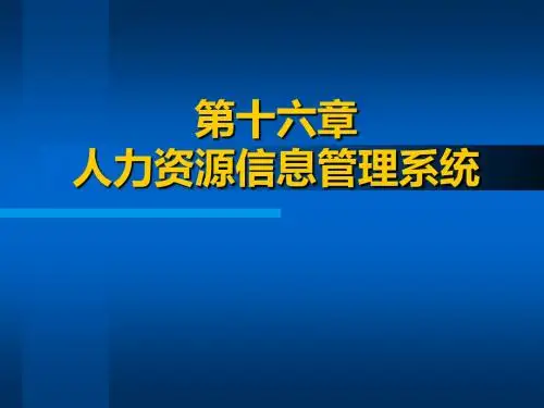 人力资源信息管理系统概述 PPT课件
