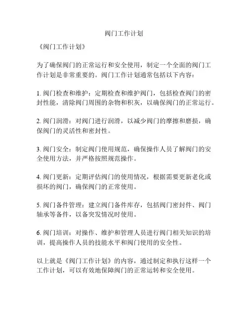 阀门工作计划