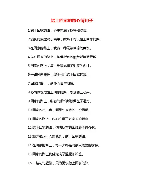 踏上回家的路心情句子