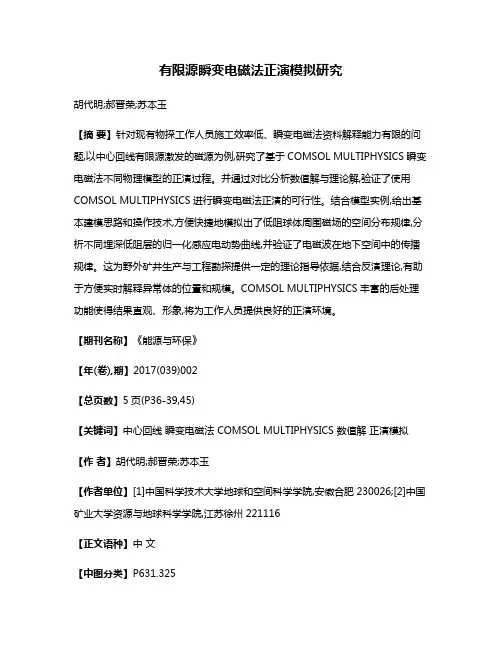 有限源瞬变电磁法正演模拟研究