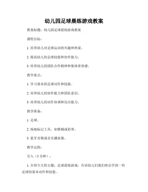 幼儿园足球晨练游戏教案