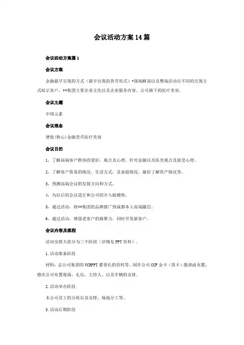 会议活动方案14篇