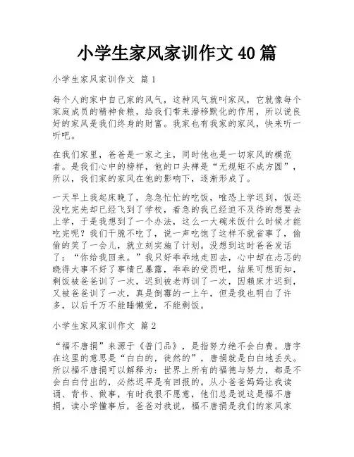 小学生家风家训作文40篇