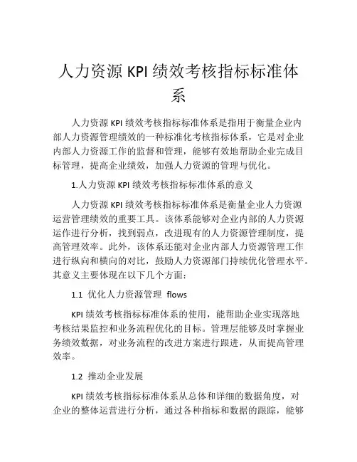 人力资源KPI绩效考核指标标准体系