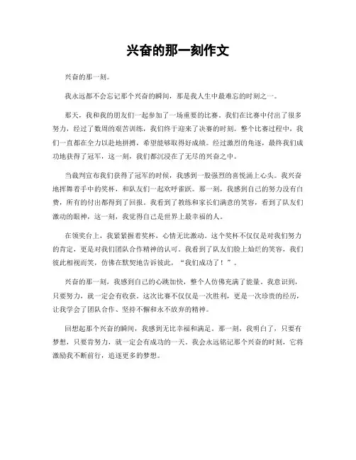 兴奋的那一刻作文