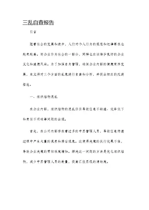 三乱自查报告