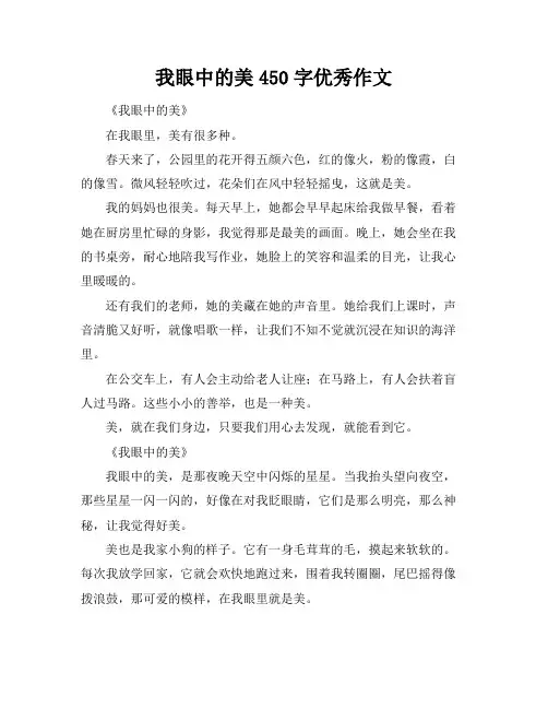 我眼中的美450字优秀作文