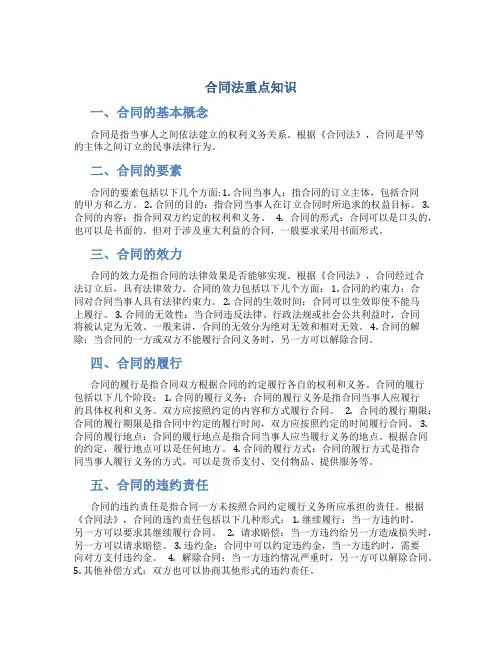 合同法重点知识