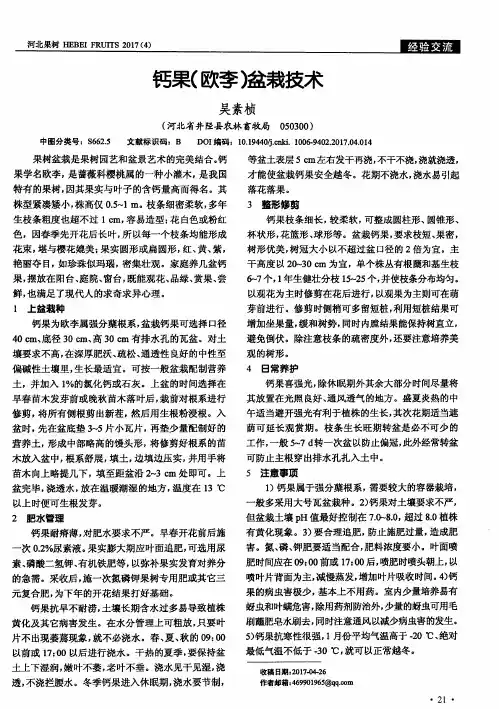 钙果(欧李)盆栽技术