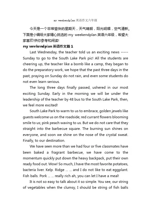 myweekendplan英语作文六年级_小学英语作文_