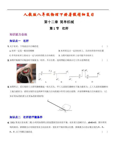 12-1 杠杆 人教版八年级物理下册