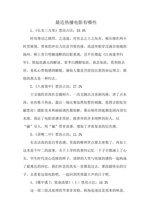最近热播电影有哪些