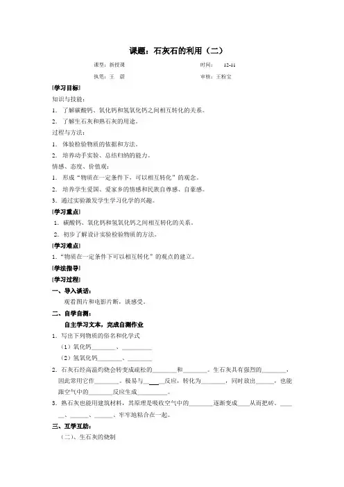 石灰石的利用教学案