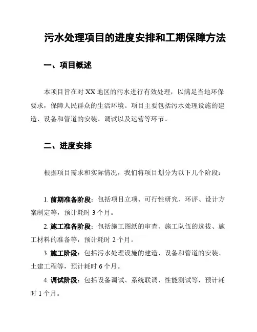 污水处理项目的进度安排和工期保障方法