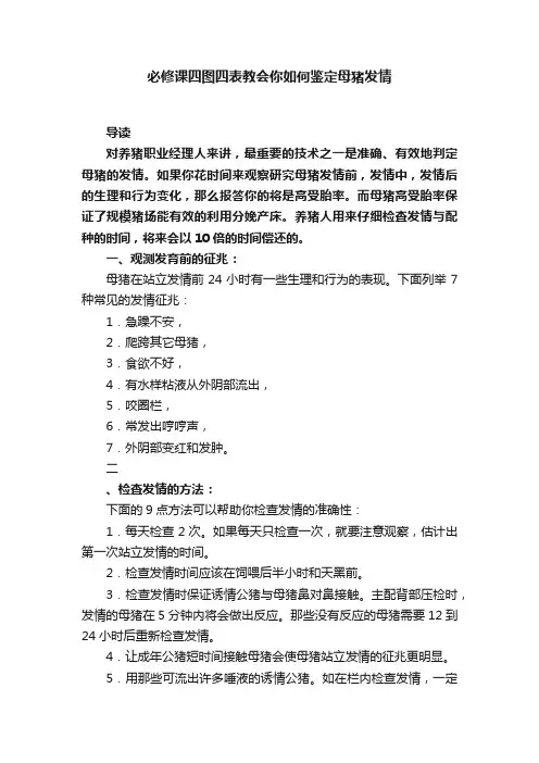 必修课四图四表教会你如何鉴定母猪发情