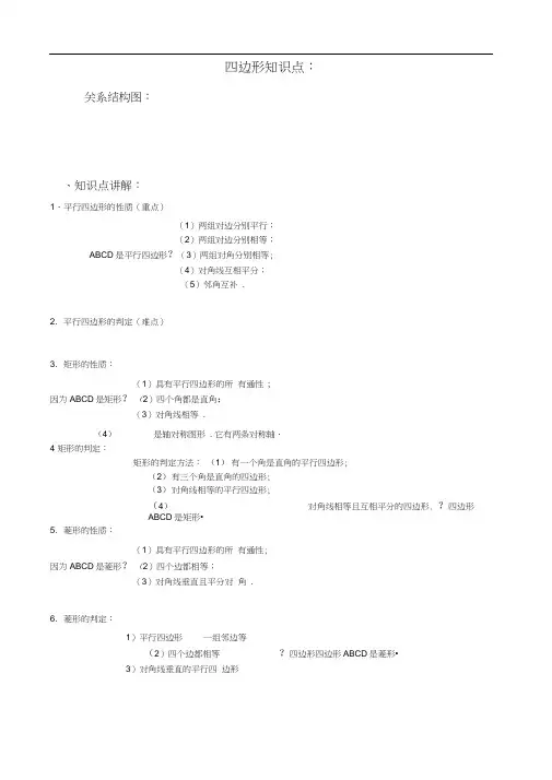四边形知识点经典总结