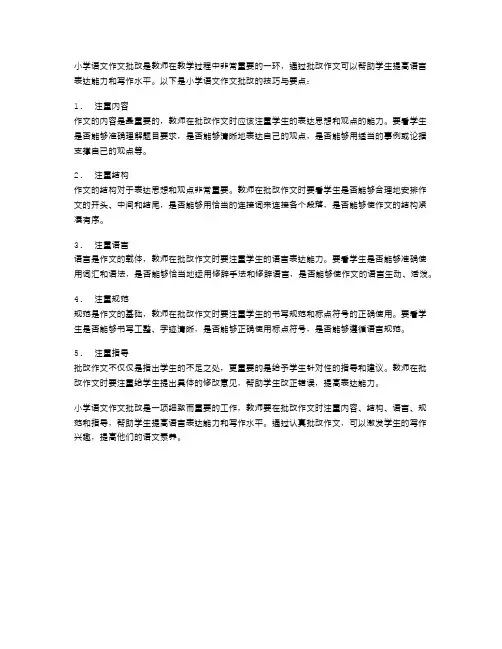 小学语文作文批改的技巧与要点
