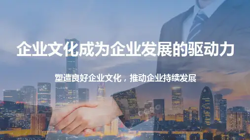 塑造良好企业文化推动企业持续发展企业文化成为企业发展的驱动力培训课件