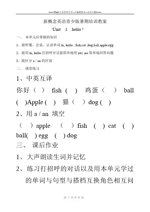青少版新概念入门级A教案