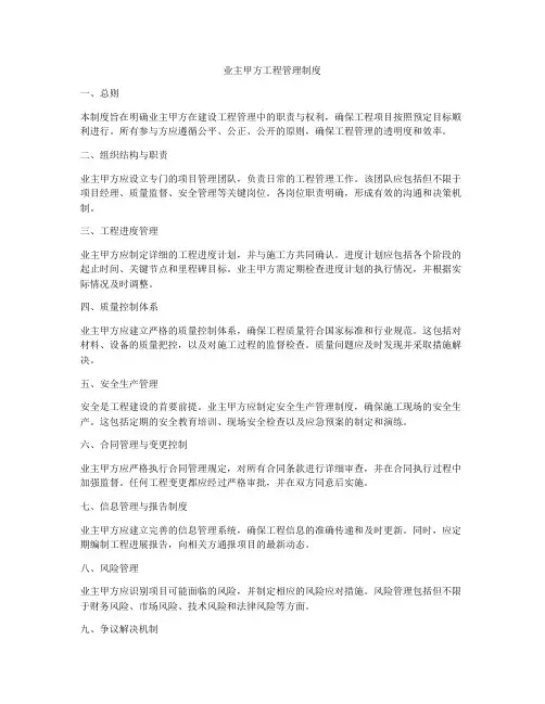 业主甲方工程管理制度