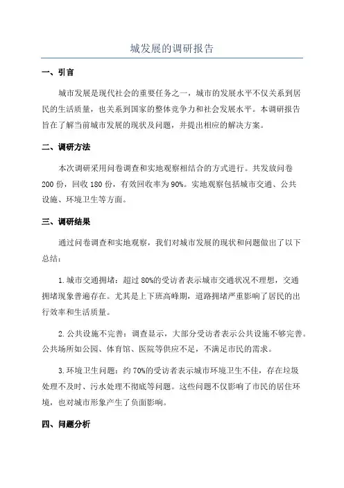 城发展的调研报告