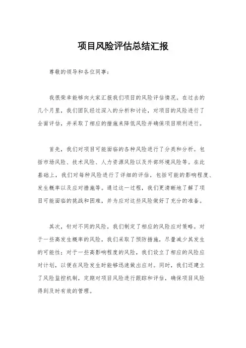 项目风险评估总结汇报