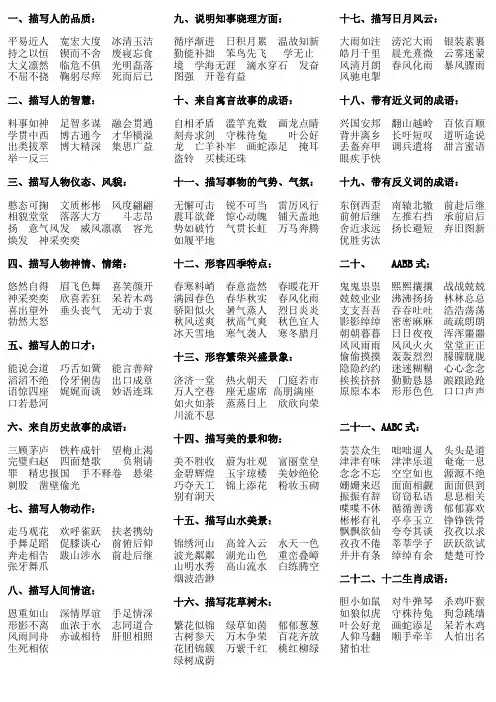 四字词语成语大全(排版精美直接打印)