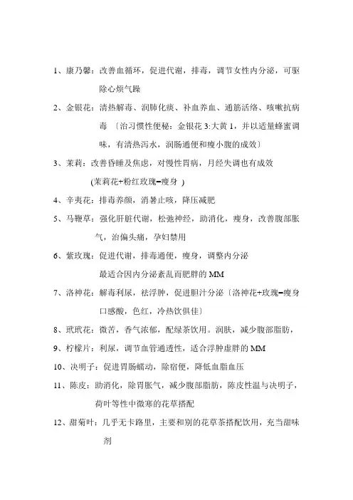 花茶功效(知识讲座)