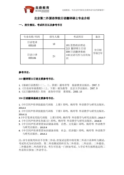 北京第二外国语学院日语翻译硕士专业考研介绍2018