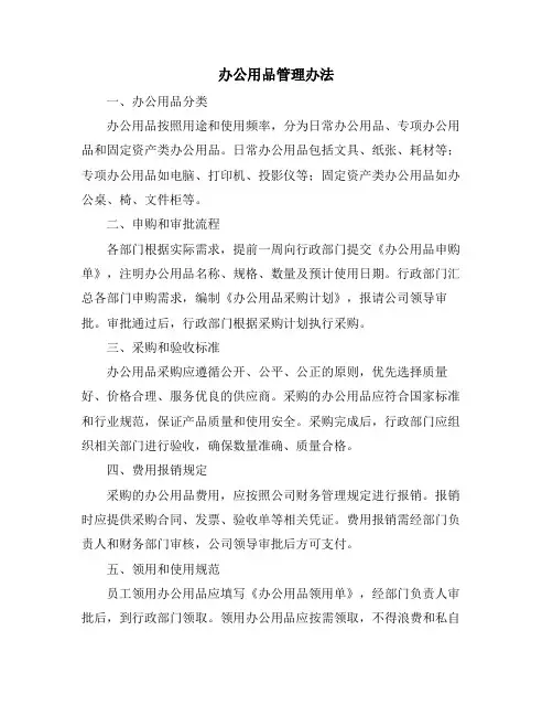 办公用品管理办法