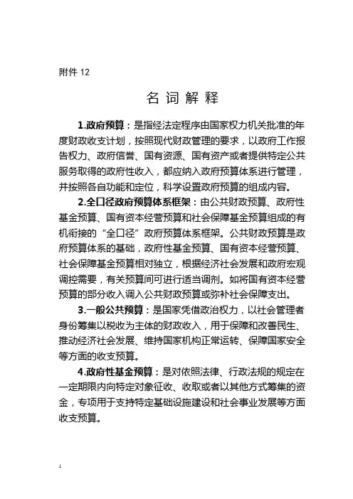 政府财政方面名词解释