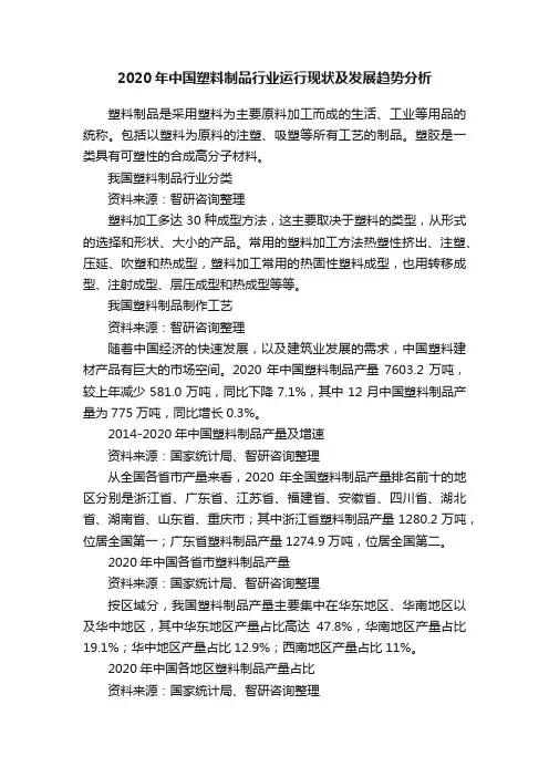 2020年中国塑料制品行业运行现状及发展趋势分析