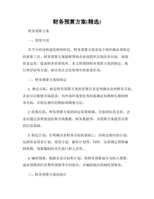 财务预算方案(精选)