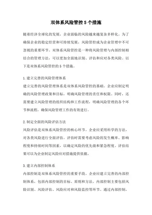 双体系风险管控5个措施