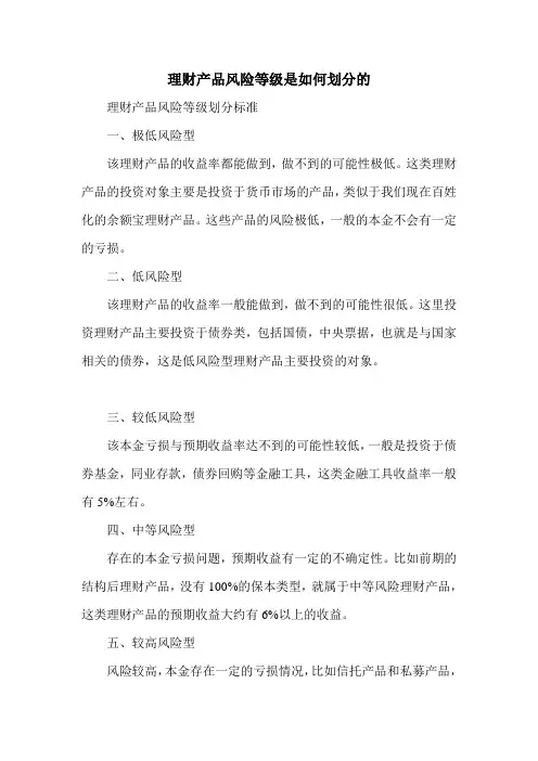 理财产品风险等级是如何划分的