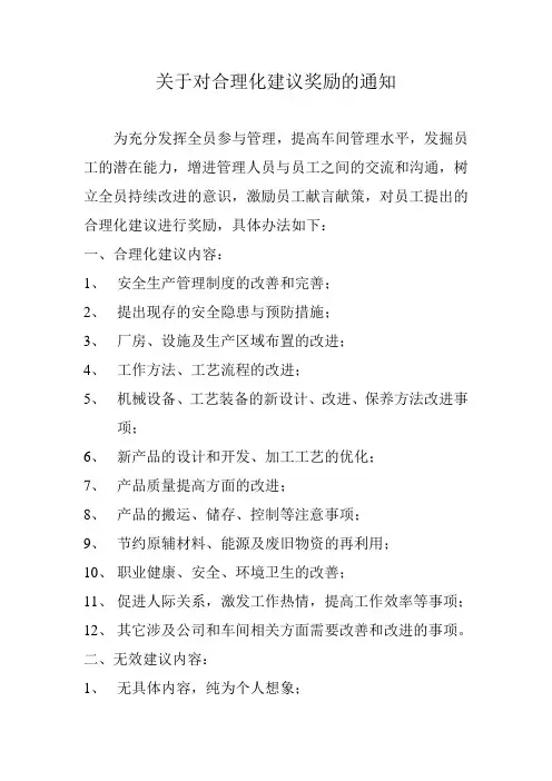 合理化建议奖励办法
