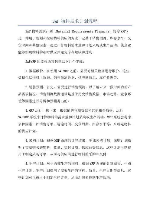 SAP物料需求计划流程