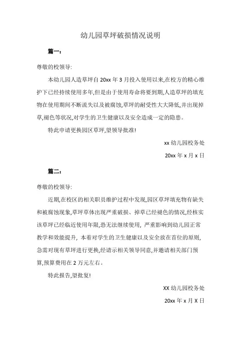幼儿园草坪破损情况说明